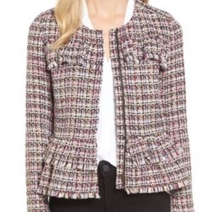 EUC Halogen ruffled tweed blazer